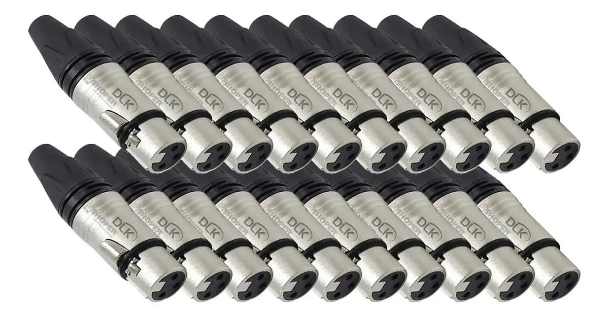 Kit 20 Pçs Plug Conector Profissional Xlr 10 Macho + 10 Fême
